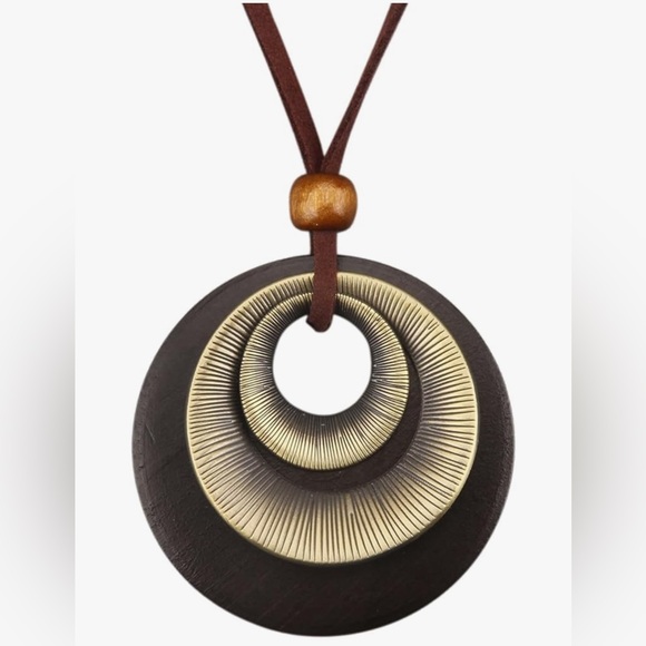 Long Boho Necklace Vintage Leather - Picture 2 of 5